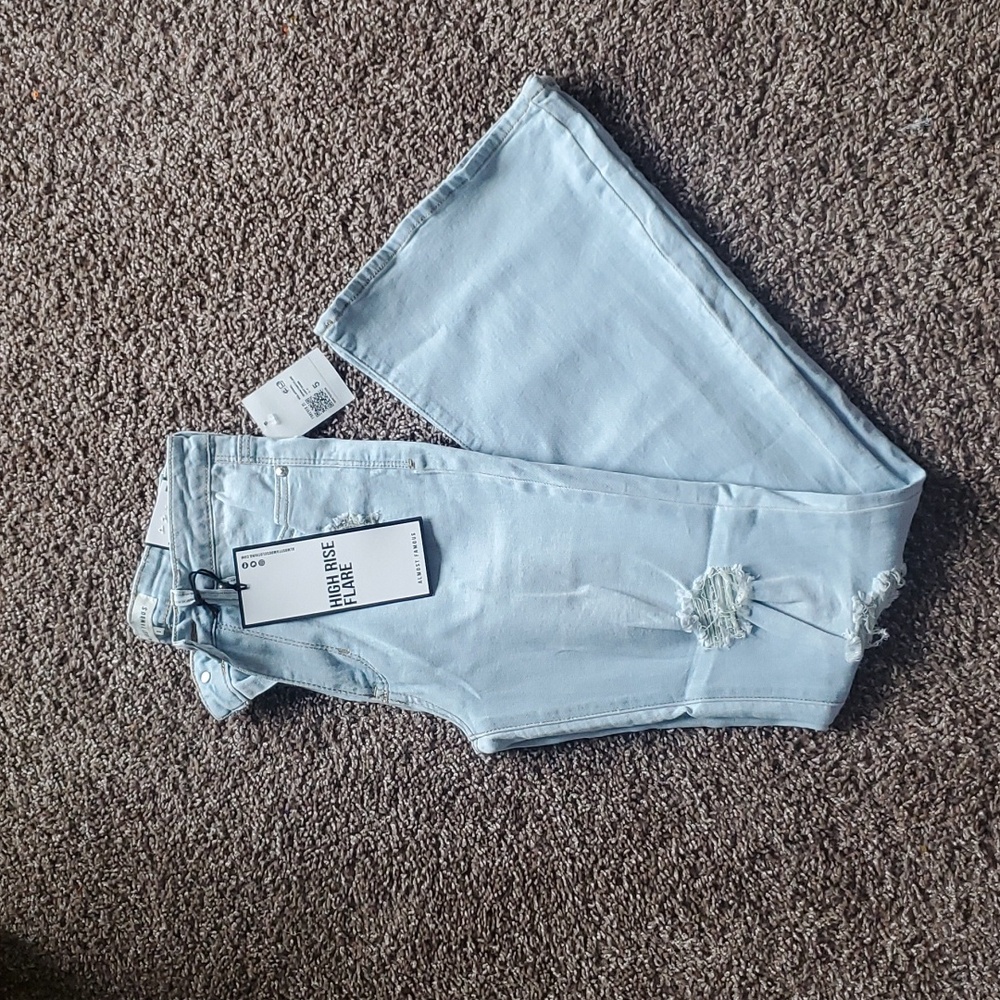 ALMOST FAMOUS Womens HighRise Distressed Flare Jeans